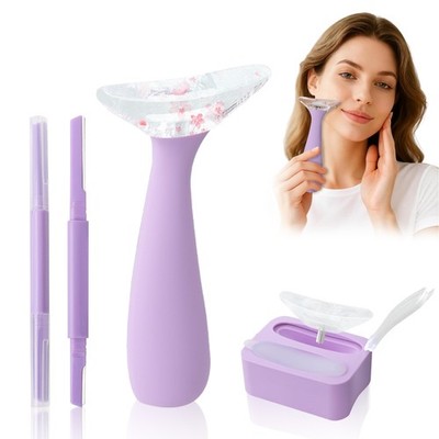Azrra Face Ice Roller Massager, Ergonomic Facial to Reduce Purple 