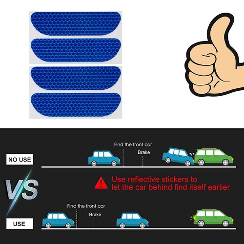 Blue Reflective Strip Car Door Handle Safety Warning Tape Stickers Accessories - Picture 9 of 11