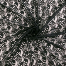 60 36 Inches Lace Fabric 1 Yard Black Skull Pettern Lace Fabric 1 Yd Non-Str