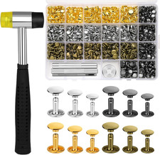 360 Sets Leather Rivets Kit with Rubber Hammer for DIY Craft