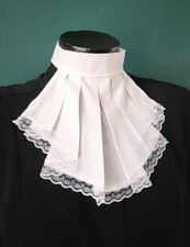 White Cotton Jabot Cravat Lace Neck Frill Victorian Steampunk Whitby Larp Goth