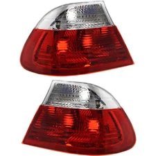 Halogen Tail Light Set For 2001-2003 BMW 330Ci Outer Clear & Red Lens 2Pcs