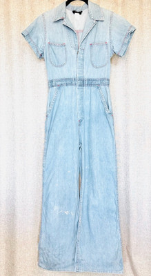What's In A Name Coveralls Women's Small Denim Blue Jumpsuit Flattering Vintage