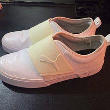 PUMA White Solid Low Top Slip-On Athletic Sneakers Men  s Casual Activewear