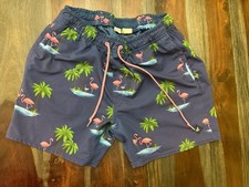Sperry swim trunks Shorts Men  s Sz L Blue Flamingo Palm Tree Pockets Costal 5 In