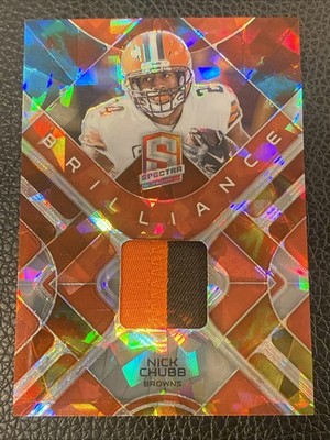 2023 Panini Spectra Nick Chubb Brilliance Orange Ice 2 Color Patch /40 Browns*2D