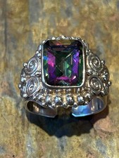 925 Sterling Silver Ring, Mystic Topaz, Adjustable Ring Size 8 to 10. 82
