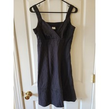 Boomerang Stockholm A-Line Tank Dress M Black Linen Blend Scandi Euro Dark Mori