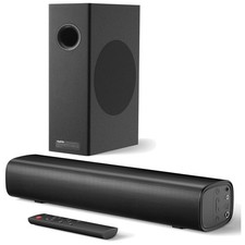 Bluetooth Soundbar with Rounded-Edge Subwoofer