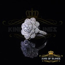 925 Sterling Silver White 2.10ct Cubic ZirconiaWide Flower Womens Ring Size7.5