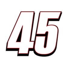 Racing Number 45 White Red Black Printed Vinyl Decal Racing Number 45 White Red Black Printed Vinyl Decal