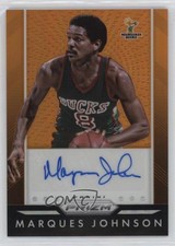 2015-16 Panini Prizm Auto Orange Prizm 62/65 Marques Johnson #P-MJS Auto 19m2