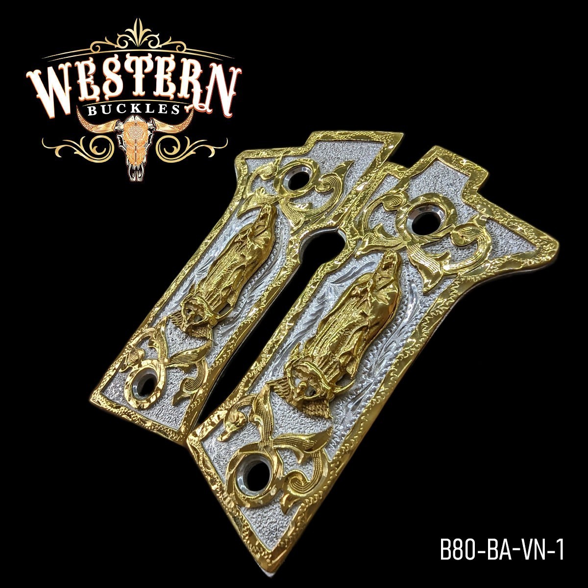 Beretta Grips 80X Virgin Silver and Gold Plated with Gold Screws