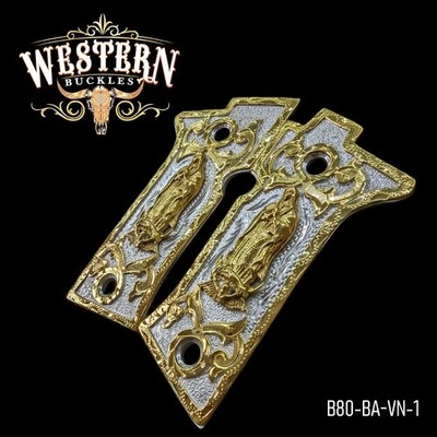 Beretta Grips 80X Virgin Silver and Gold Plated with Gold Screws