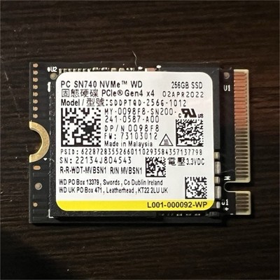Western Digital PC SN740 256GB NVMe M.2 2230 PCIe Gen4 x4 SSD TRIM SMART