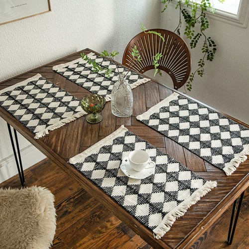 Cotton Table Runner Weave Diamond Placemat Wedding Decoration Cabinet Cover Home - Picture 7 of 12