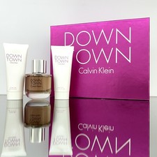 DownTown by Calvin Klein 3pc SET 3oz-90ml EDP Spr 3.4oz B/Lotion 3.4 S/Gel