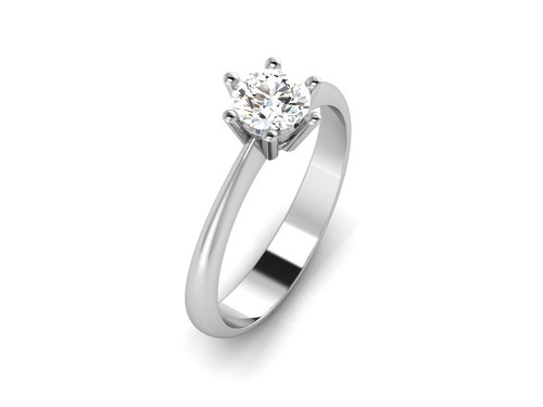 Wedding Ring 14k White Gold Round 0.50 Ct Lab Created Diamond All Size Available - Imagen 3 de 6