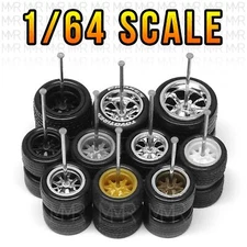 1/64 Scale 10 SPOKE MUSCLE Real Riders Wheels and Tires Set for Hot