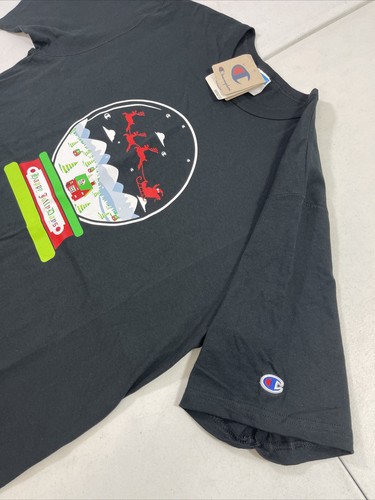 Men’s Champion Christmas Happy Jolly Days Black T-Shirt Size Medium-XL - Picture 4 of 5