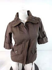Lola Womens Adorable Taupe Brown Cotton Blend Jacket Size S Made In Italy
