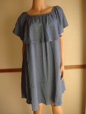 L&B Lucky & Blessed sz L Blue Dress Rayon Blend Made in USA
