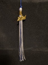 Graduation Royal Blue/White Mixed Color Tassel With Gold Date Drop "2004"