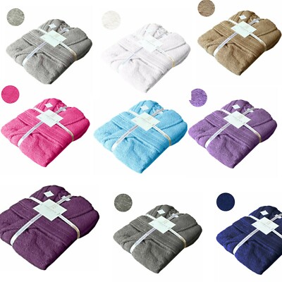 Herren Damen Unisex Ägyptische Baumwolle Frottee Schalkragen Kapuze Bademantel