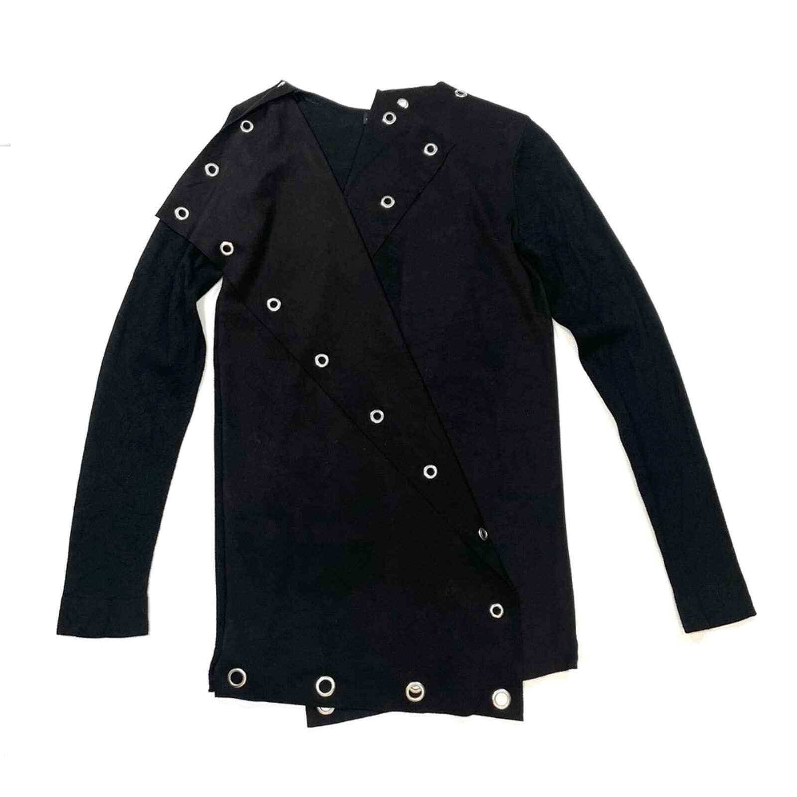 Zara Faux suede black open front embellished asym… - image 1