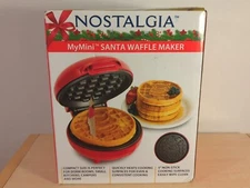 Nostalgia Mini Santa Waffle Maker NIB Non Stick Easy Clean