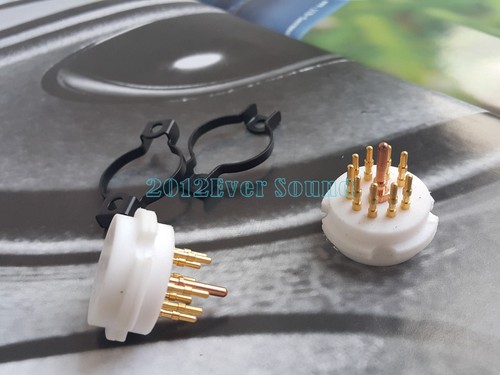 2x Enchufe de tubo de teflón 9 pines CMC 12 AU7 ECC82 12AX7 7199 E80CC 12AY7 Pin dorado - Imagen 4 de 5