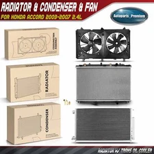 Radiator & AC Condenser & Dual Cooling Fan Kit for Honda Accord 2003-2007 2.4L