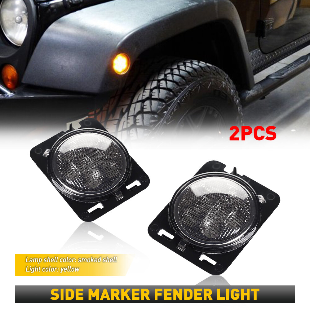 2007-18 Jeep Wrangler JK Front 2X LED Smoked Side Marker Lights