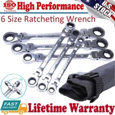 6Pack 8-19mm Metric Flexible Head Ratcheting Wrench Combination Spanner Tool Kit