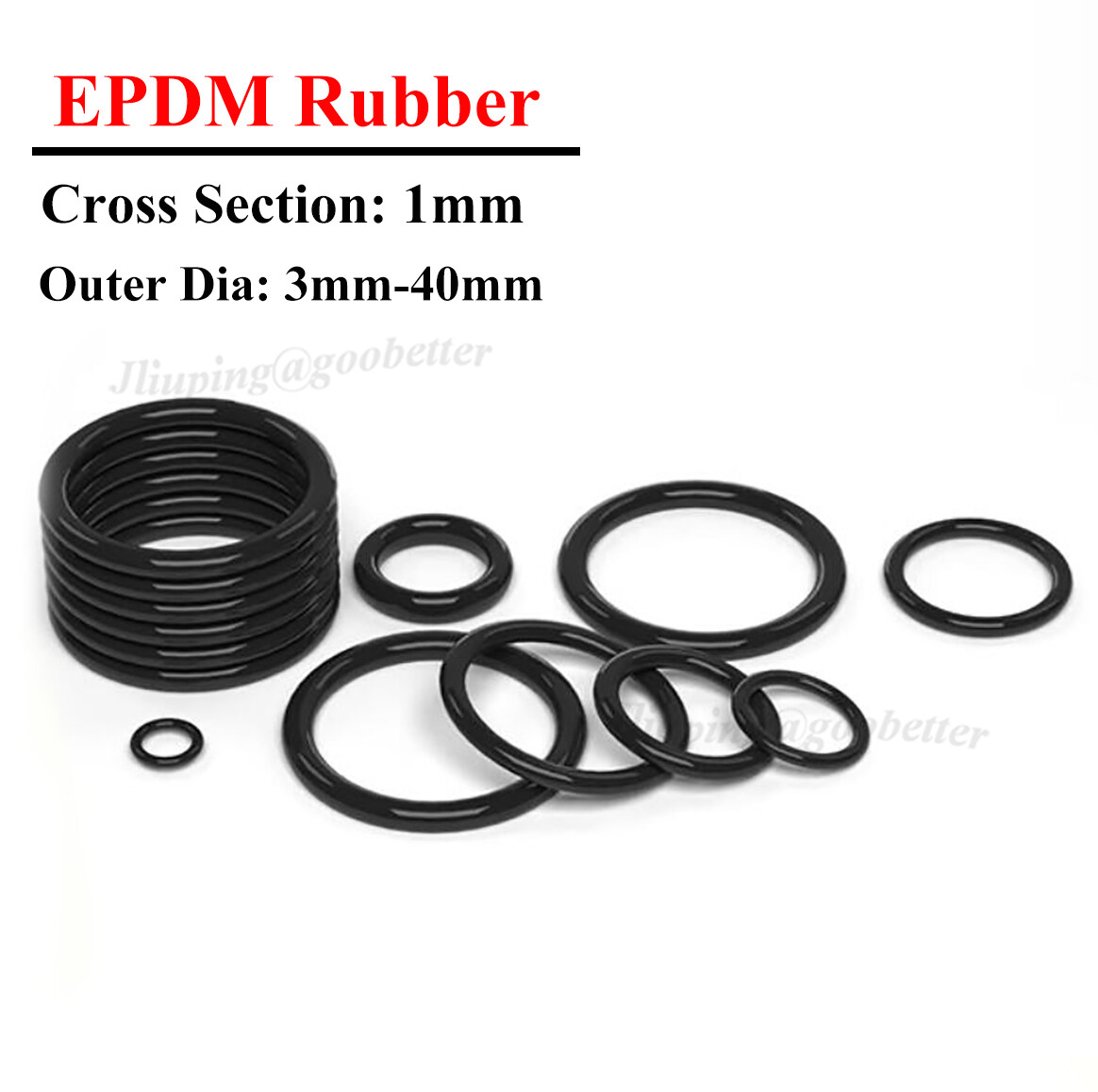 EPDM Rubber O Ring Seals 1mm Cross Section OD 3mm-40mm O-Ring