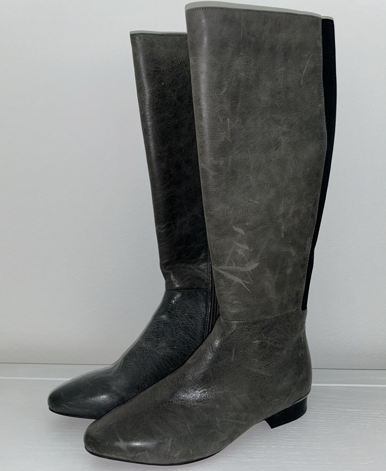 G.I.L.I  Chandra TALL Boot  Sz 7M Boho Classic Leather Riding Grey