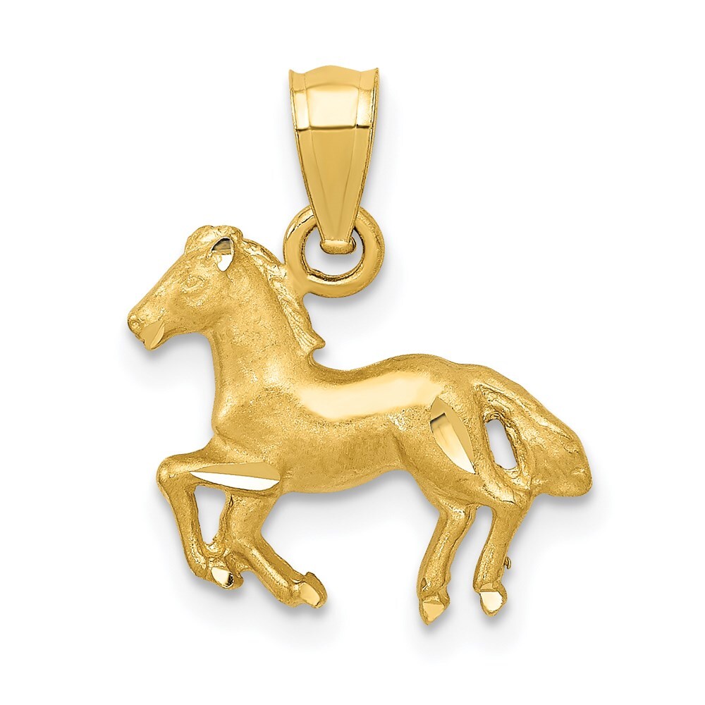 14k Yellow Gold Diamond-Cut Horse Charm Pendant 0.94g 17x13mm