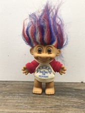 Vintage Russ Berrie For President Red White Blue Hair Troll Brown Eyes Patriotic