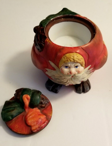 Vintage Christmas Dept 56 Porcelain Santa Claus Tea Light Candle Holder with Lid - Picture 2 of 18