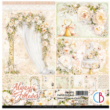 Ciao Bella Always Forever 8" x 8" Scrapbooking Paper Set Wedding Floral Paper