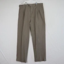Perry Ellis Portfolio Pants Mens 38x34 Dress Khaki Business Cuffed Pleated Brown