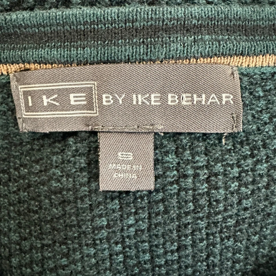 Ike Behar Waffle Knit Crewneck Sweater Men Small Teal Green Pullover Long Sleeve - Image 4 of 4