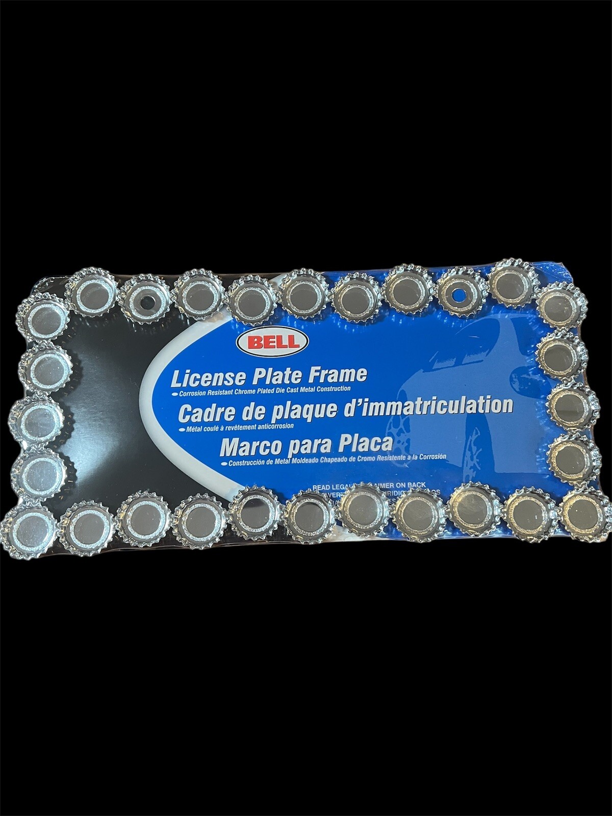 Bell Bottle Cap License Plate Frame Beer Soda Chrome Metal Holder New 46340-1