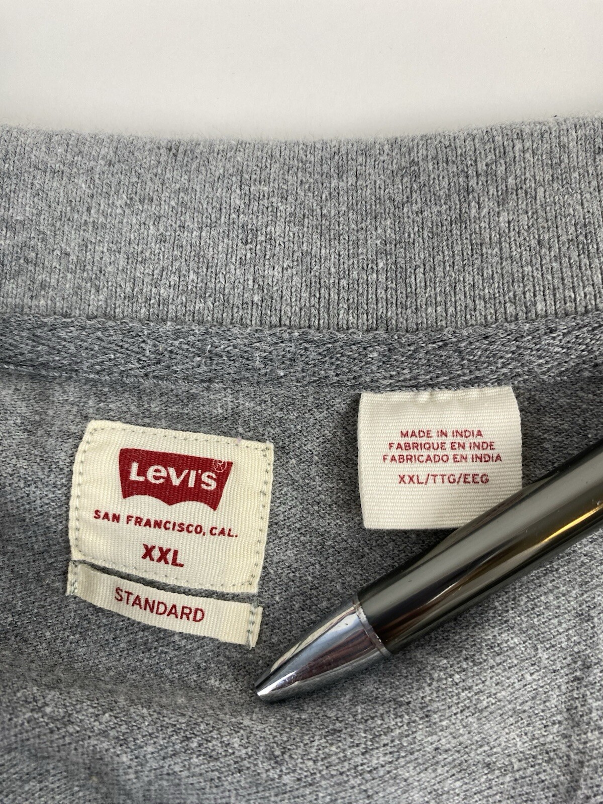 Levi Men's Gray Standard Short Sleeve Polo Shirt Size XXL thumbnail 3