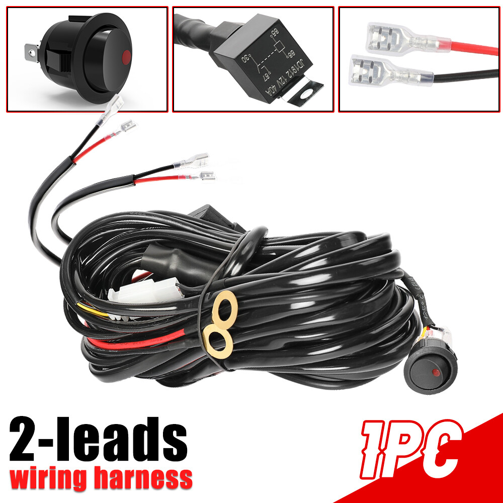 12V 40A 2-Lead Wiring Harness Kit With ON-OFF Switch, Fuse & Relay For LED Light Bars-666963