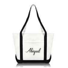 DALIX Womens Custom Names Monogrammed Premium Embroidered Tote Bag
