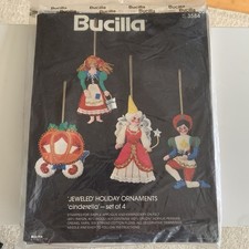 Vintage BUCILLA 3584 Cinderella Felt Ornaments Jeweled Christmas Factory Sealed