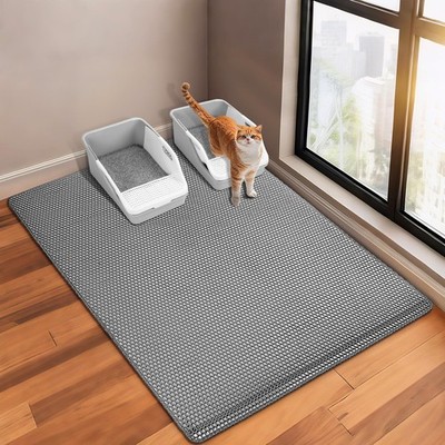 XL Cat Litter Mat 47''X28'',Double Layer Waterproof Non-Slip Kitty Litter Rug