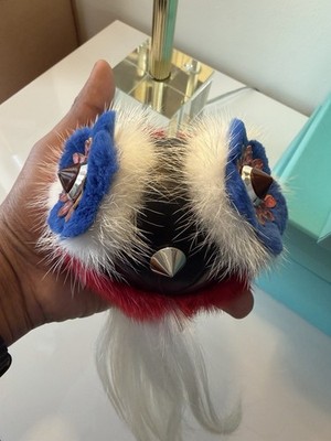 FENDI Monster Taschenanhänger Schlüsselanhänger Weiß Rot