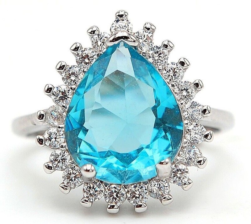 5CT  Aquamarine 925 Solid Sterling Silver Ring Jewelry Sz 7 U1-6
